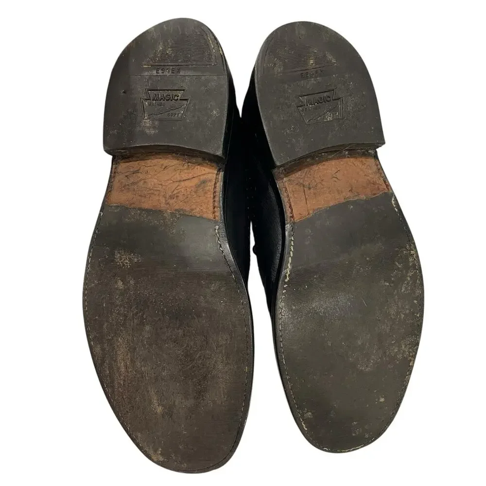 Hanover Black Wingtip Shoes Men 8.5 Leather Dress Lace Up Oxfords Vintage READ